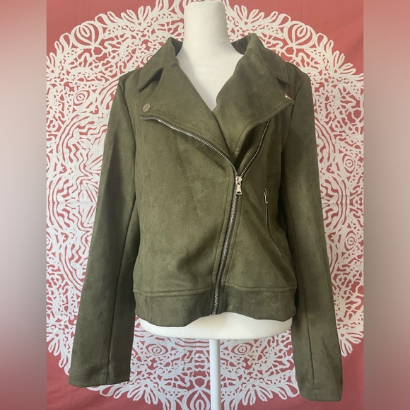 Womens Faux Suede Fall Winter Casual Zipper Cropped Coat Bomber Jacket - Picture 1 of 8